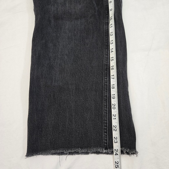 Topshop MOTO W28 Wide Leg Cropped Jeans Raw Hem Black Wash High Rise Denim - Picture 7 of 11